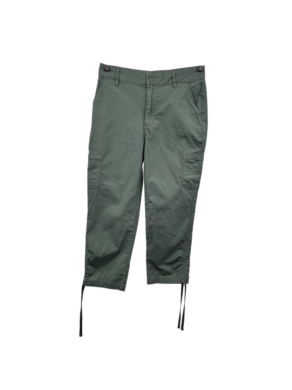 Marika Womens Cropped Pants Tie Cuffs Mid Rise Green Size Small